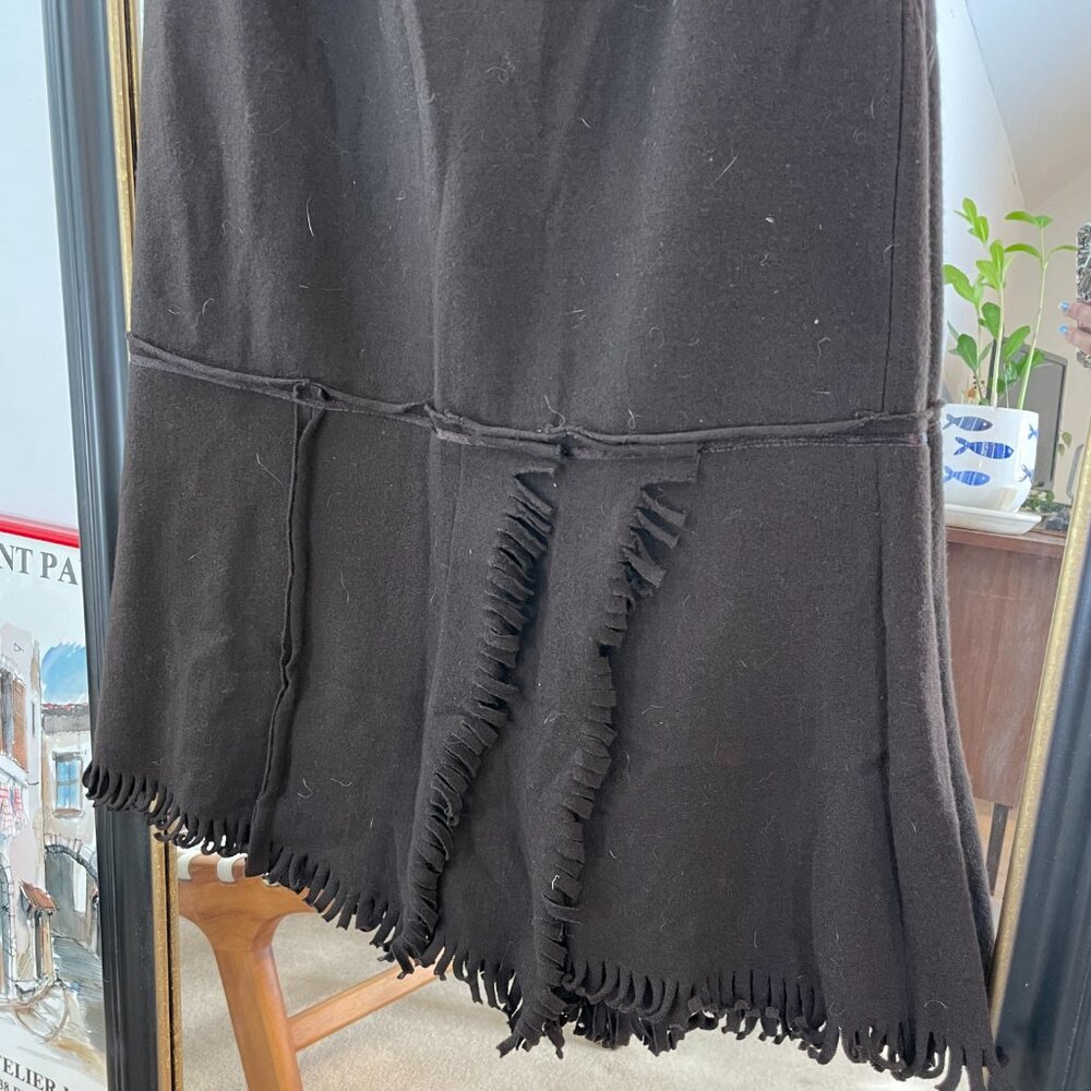 Jôn brown 100% wool skirt with fringe details size 12 - Picture 3 of 11